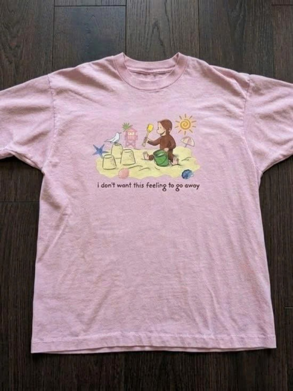 Pink Curious George Graphic Tee - "I don't want this feeling to go away"